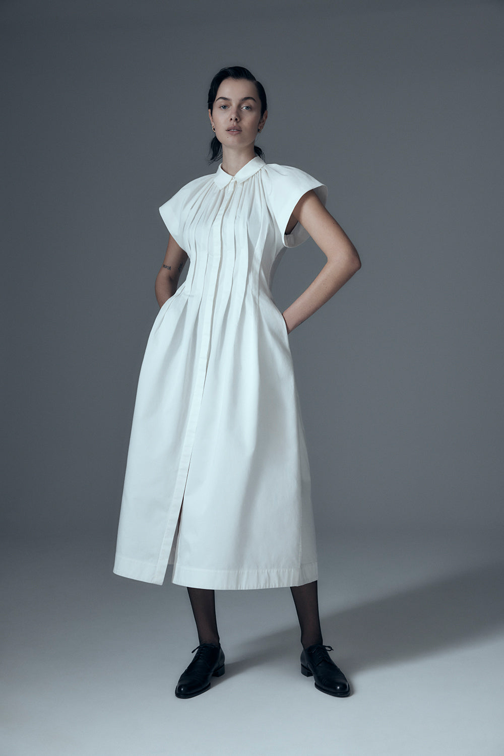 Unchartered long maxi shirt dress in Cotton by Australian Designer PALMA MARTÎN.  
